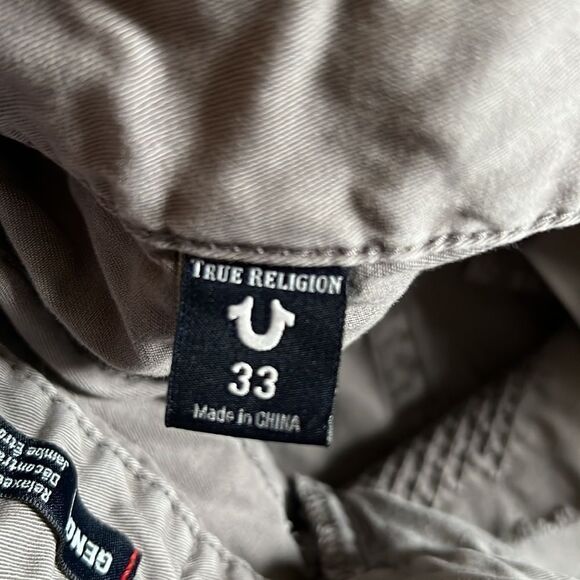 true religion Geno relaxed slim distressed pants size 33 by 32 in GUC light grey - Picture 13 of 14